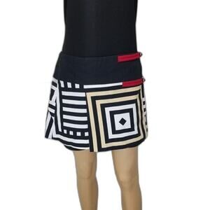 Gianfranco Ferre Jeans Geometric Print Y2K Mini Skirt White Black Red Size Med